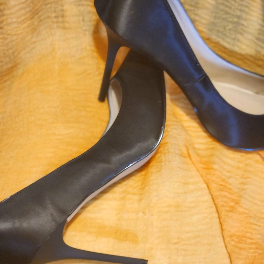 Pleaser black satin high heels